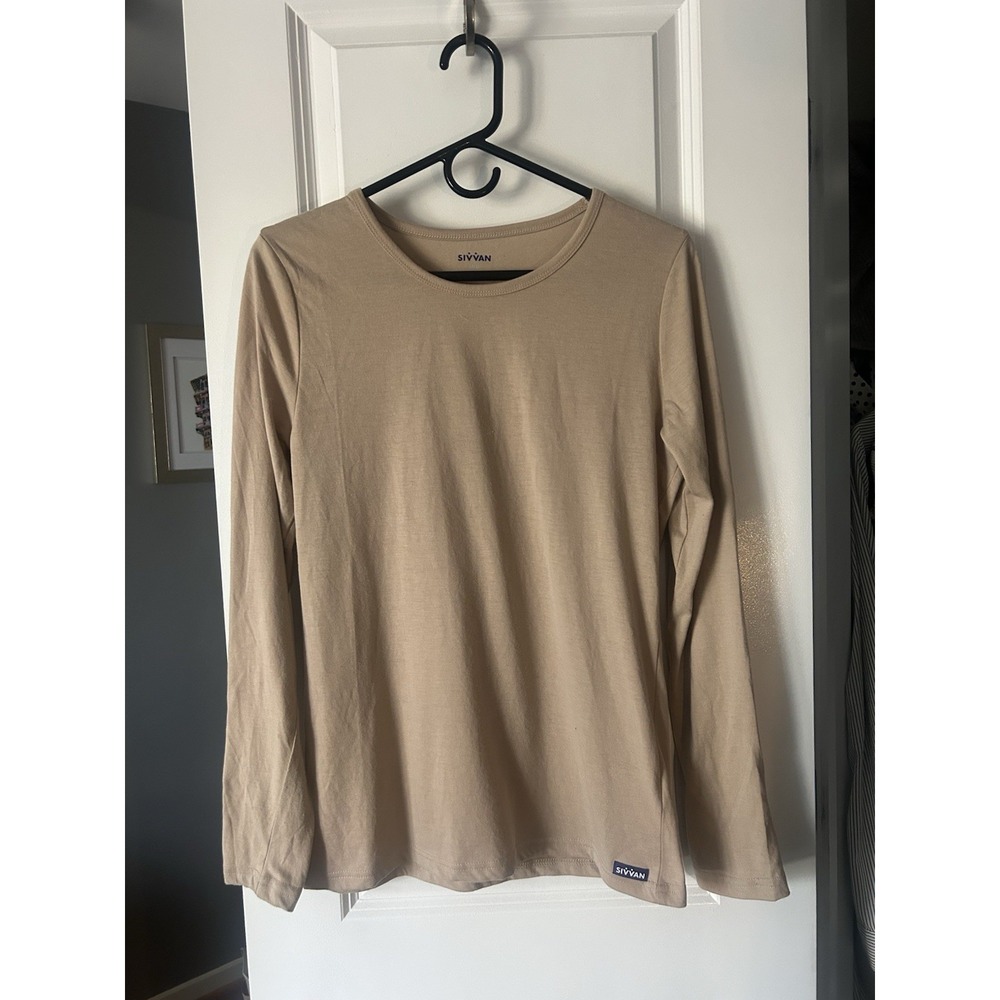 Sivvan Women's Comfort Long Sleeve T-Shirt / Underscrub Tee Beige‎ Size Medium